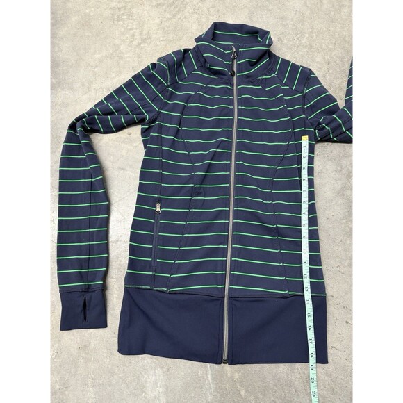 Lululemon Nice Asana Jacket. Slalom Stripe Inkwell. Navy Blue/Green.Womens.Sz 6 - Picture 6 of 16